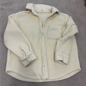 DONNI. Cream Fleece button down shirt